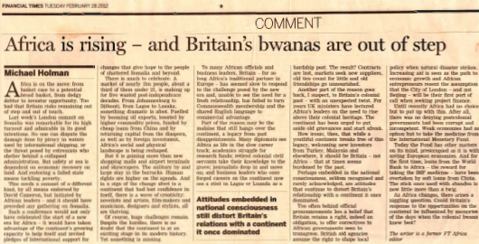 Africa is rising - and britain's bwanas out of step