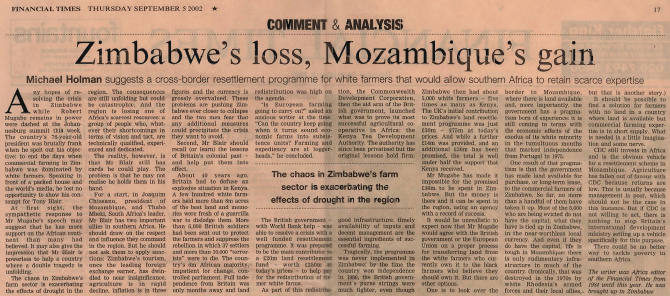 Zimbabwe's loss, Mozambique's gain