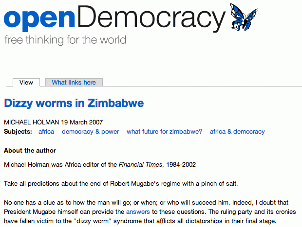 Dizzy worms in Zimbabwe