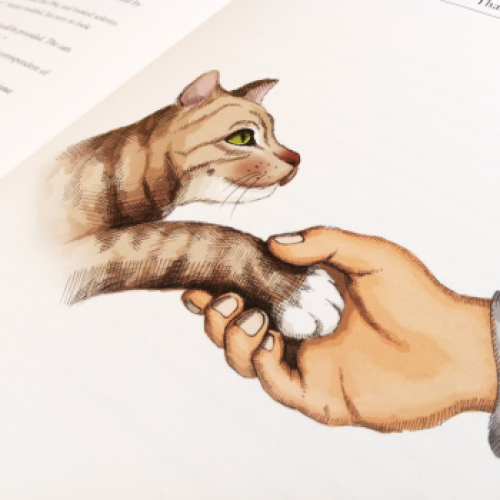 Stripey Shakes Hands Illustration